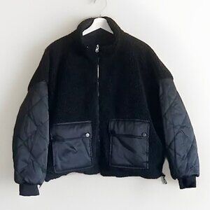 PACSUN LA Hearts Reversible‎ Sherpa Jacket Size Medium/Large Black New